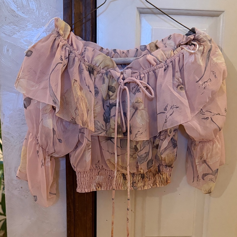 Floral Pink Off-Shoulder Top